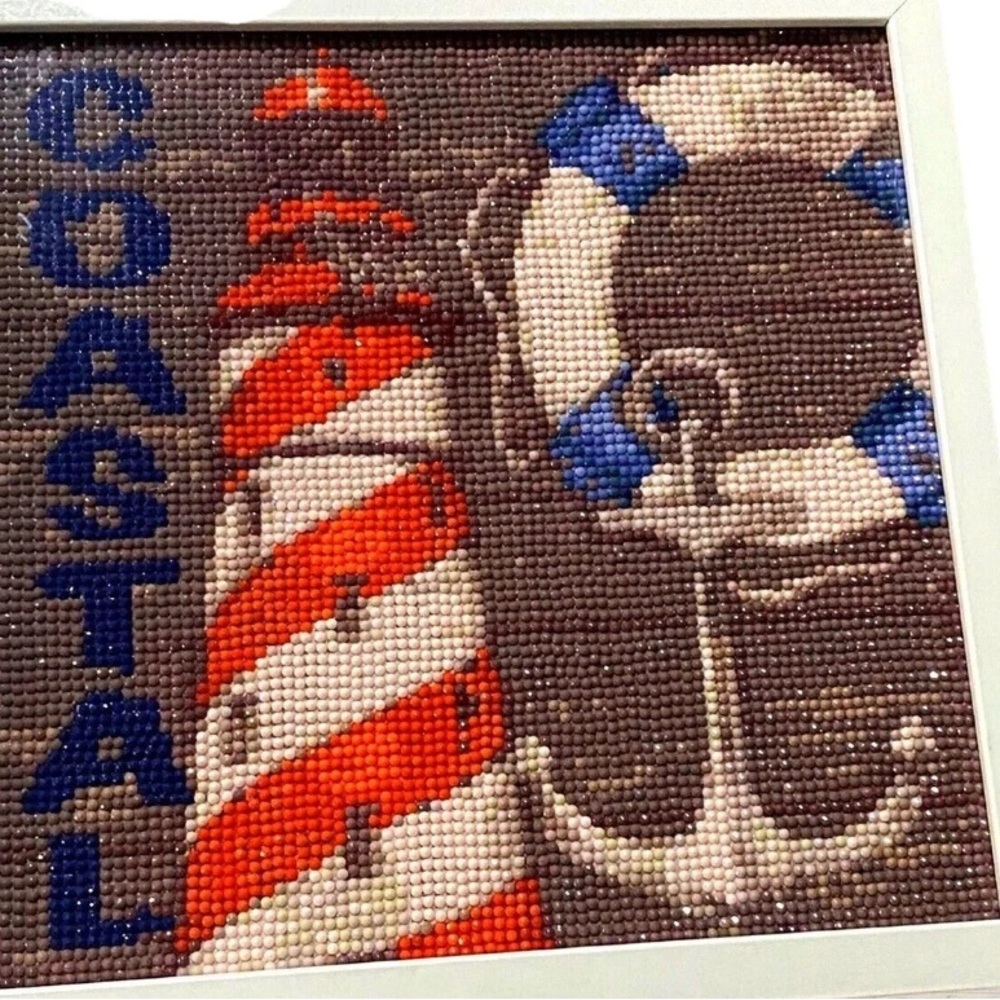 🚨BUY2GET1 Coastal Completed Diamond Painting With Frame 10.5x10.5x2.75 decor